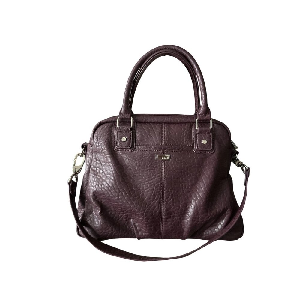 Thirty-One Leather Tote Bag Jewell & Gems Purple Pebbled Couture Street NEW